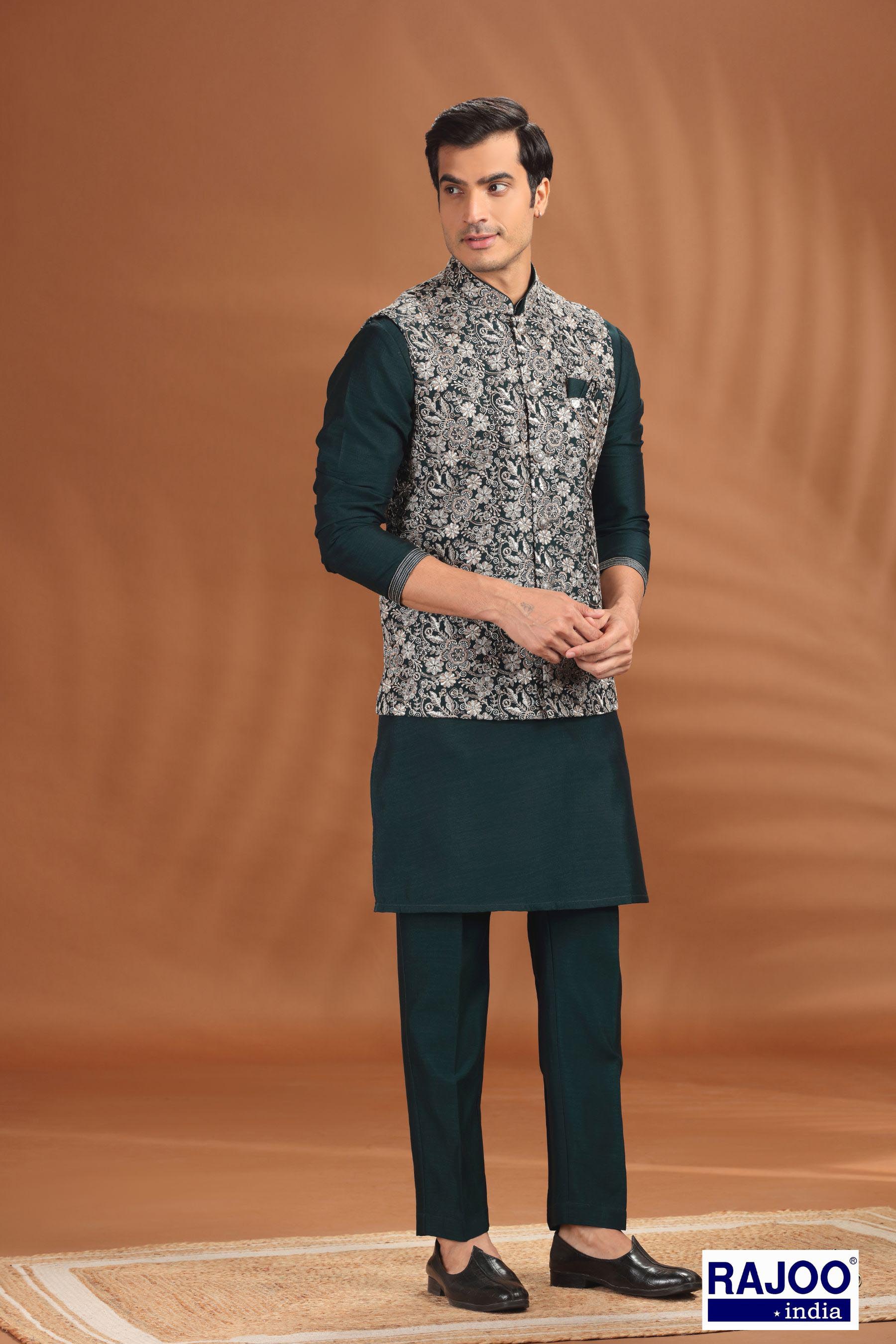 BOTTLE GREEN KURTA SET